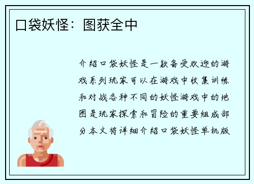 口袋妖怪：图获全中